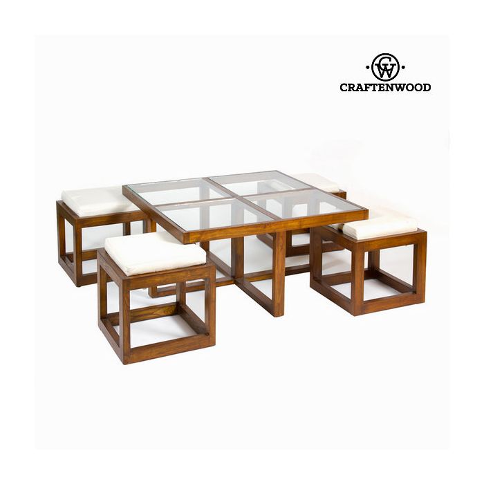 Mesa centro con 4 taburetes - Colección Serious Line by Craftenwood