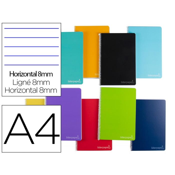 Cuaderno Espiral Liderpapel A4 Micro Witty Tapa Dura 140H 75 gr Horizontal 8 mm 5 Bandas 4 Taladros Colores Surtidos