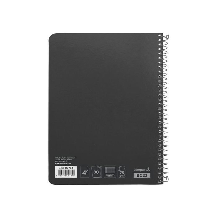 Cuaderno Espiral Liderpapel Cuarto Witty Tapa Dura 80H 75 gr Cuadro 4 mm Con Margen Color Negro 5 unidades 2