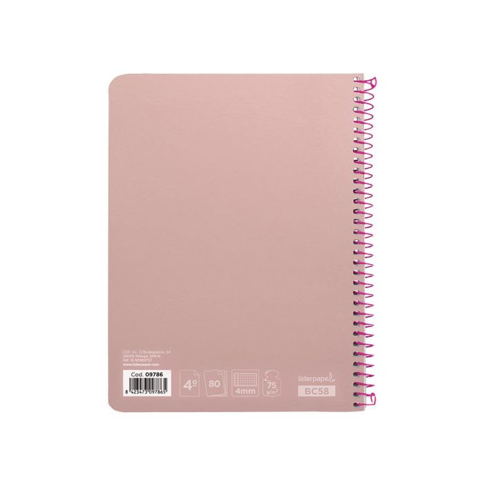 Cuaderno Espiral Liderpapel Cuarto Witty Tapa Dura 80H 75 gr Cuadro 4 mm Con Margen Color Rosa 5 unidades 2