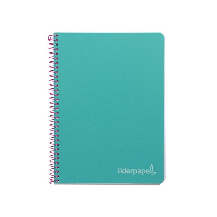 Cuaderno Espiral Liderpapel Cuarto Witty Tapa Dura 80H 75 gr Cuadro 4 mm Con Margen Color Turquesa 5 unidades 1