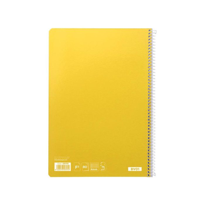 Cuaderno Espiral Liderpapel Folio Witty Tapa Dura 80H 75 gr Cuadro 4 mm Con Margen Color Amarillo 5 unidades 3