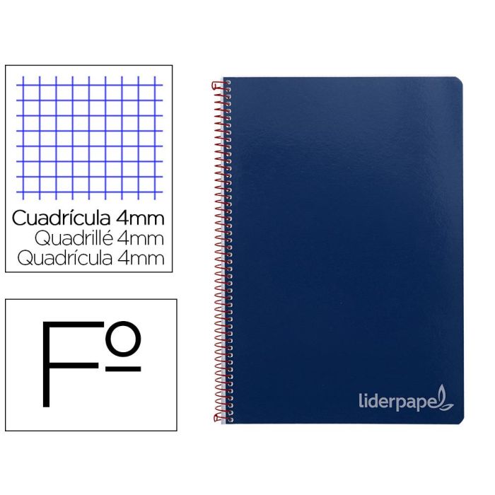 Cuaderno Espiral Liderpapel Folio Witty Tapa Dura 80H 75 gr Cuadro 4 mm Con Margen Color Azul Marino 5 unidades