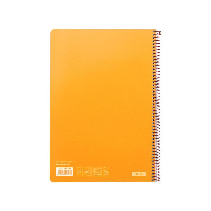 Cuaderno Espiral Liderpapel Folio Witty Tapa Dura 80H 75 gr Cuadro 4 mm Con Margen Color Naranja 5 unidades 3