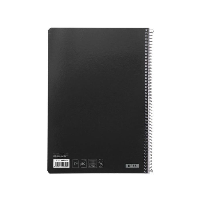 Cuaderno Espiral Liderpapel Folio Witty Tapa Dura 80H 75 gr Cuadro 4 mm Con Margen Color Negro 5 unidades 2