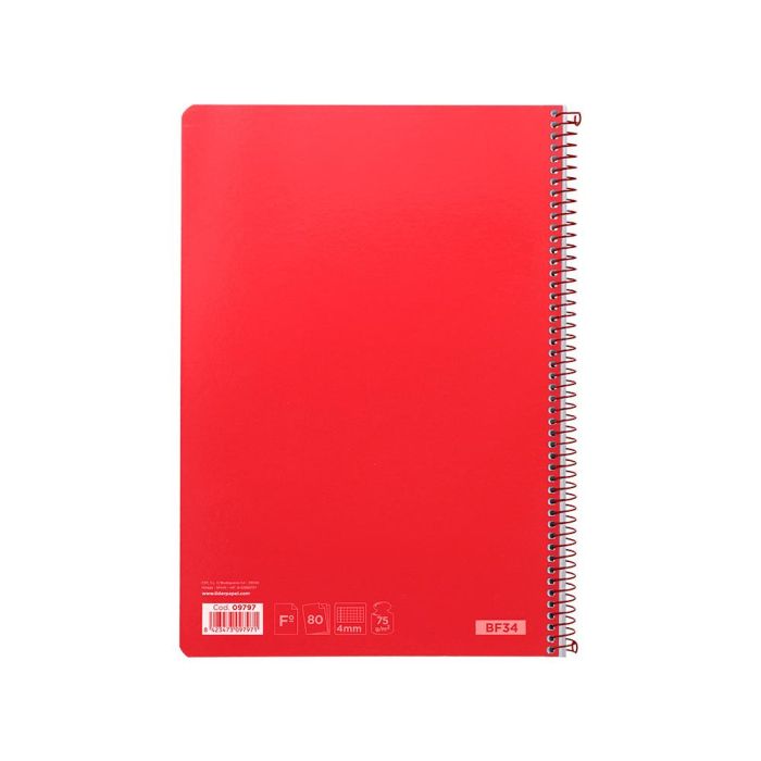 Cuaderno Espiral Liderpapel Folio Witty Tapa Dura 80H 75 gr Cuadro 4 mm Con Margen Color Rojo 5 unidades 2