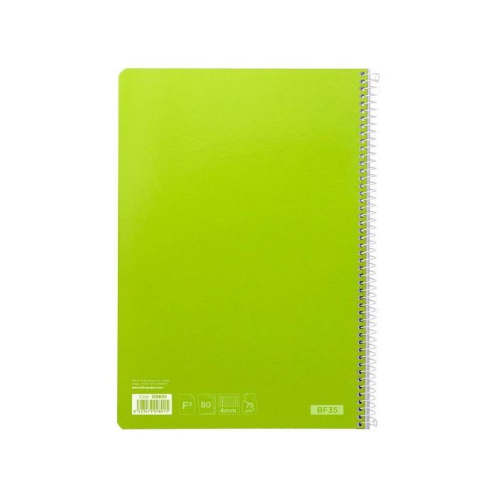 Cuaderno Espiral Liderpapel Folio Witty Tapa Dura 80H 75 gr Cuadro 4 mm Con Margen Color Verde 5 unidades 3