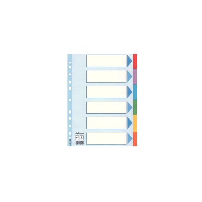 Esselte 6 separadores multitaladro cartón a4 con carátula índice colores