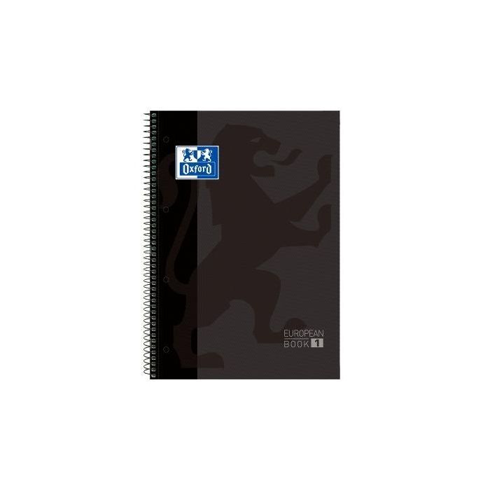 Oxford cuaderno classic europeanbook 1 microperforado 80h a4+ 5x5 t/extraduras banda color negro -5u-