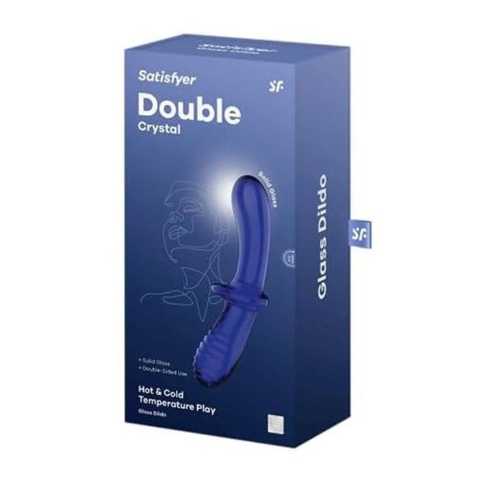 Satisfyer Double crystal dildo hot & cold temperature play light blue