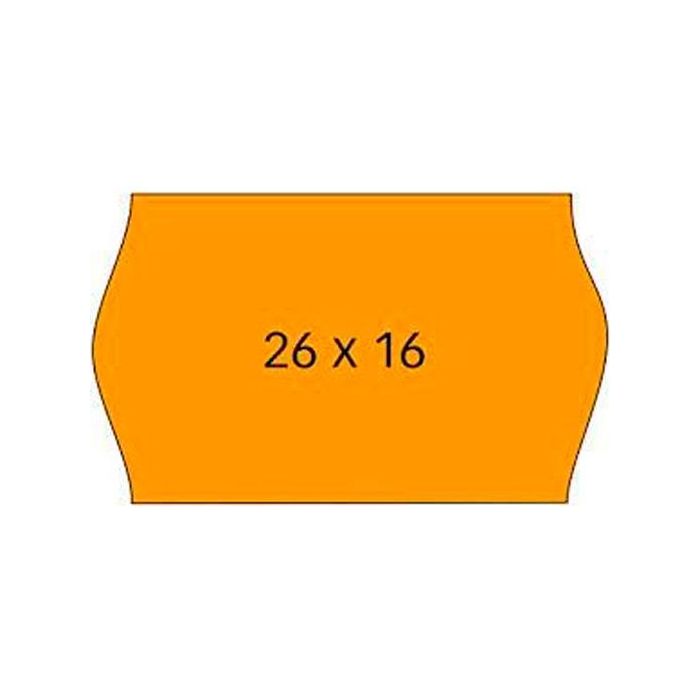 Apli etiquetas removibles para etiquetadora de precios 26x16mm c/sinusoidal 6 rollos de 1000 naranja