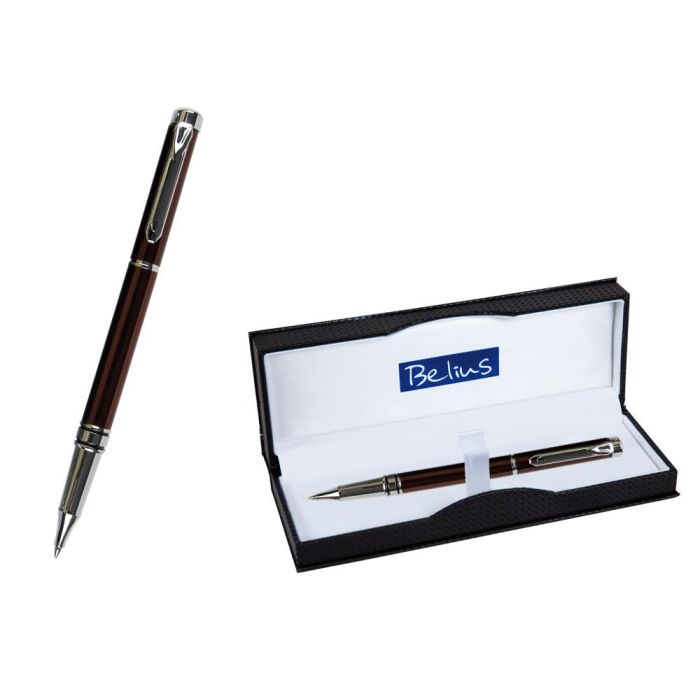 Roller Belius Nuremberg Rojo Punta 0,5 mm Tinta Azul En Estuche 1