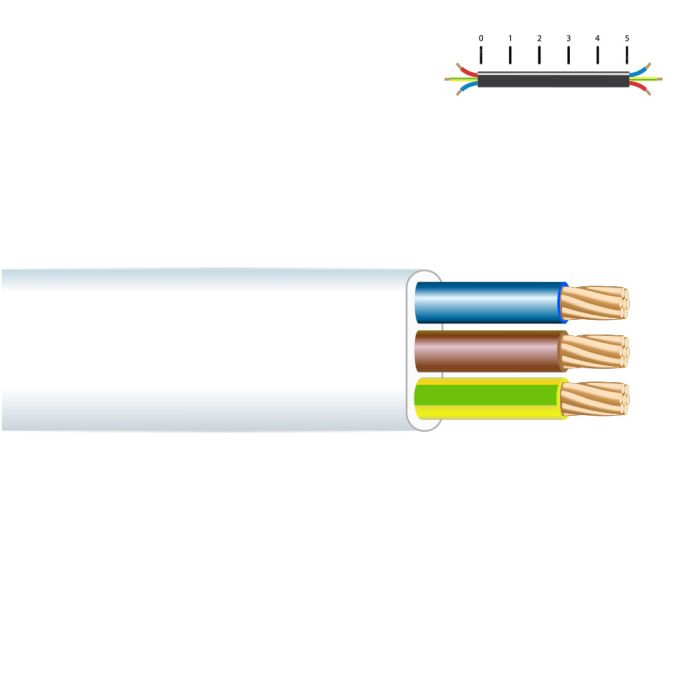 Manguera plana 3x1,5mm blanca (audio) flexible h05 vv-f euro/mts