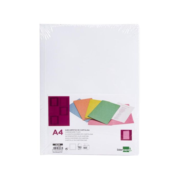 Subcarpeta Liderpapel A4 Blanco 180 gr-M2 50 unidades 2