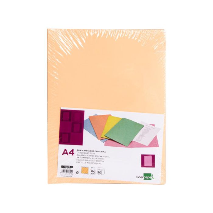 Subcarpeta Liderpapel A4 Naranja Pastel 180 gr-M2 50 unidades 2