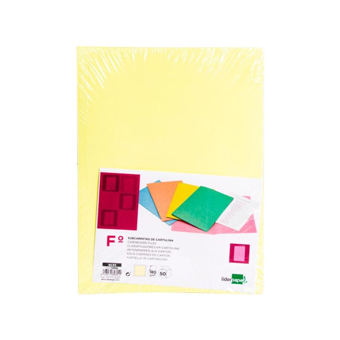 Subcarpeta Liderpapel Folio Amarillo Pastel 180 gr-M2 50 unidades 2