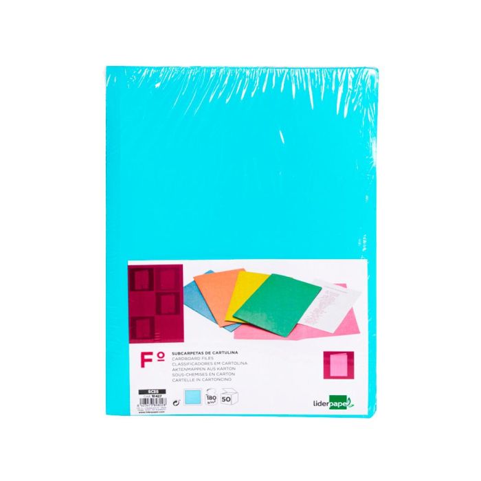 Subcarpeta Liderpapel Folio Azul Pastel 180 gr-M2 50 unidades 2