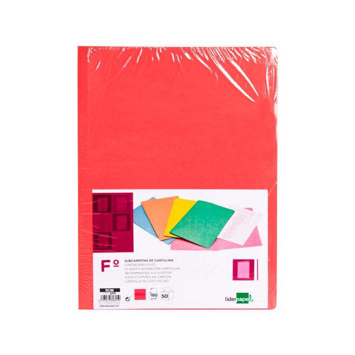 Subcarpeta Liderpapel Folio Rojo Pastel 180 gr-M2 50 unidades 1