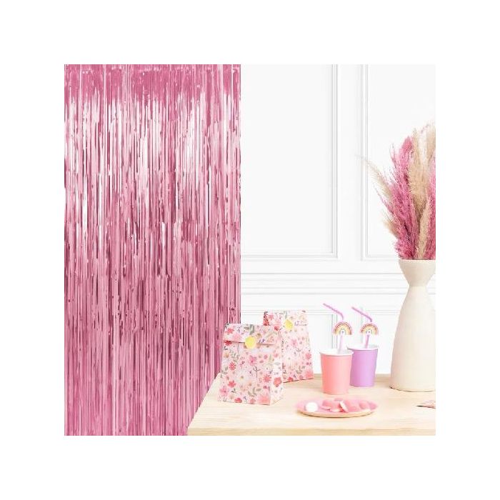 Oh Yeah Cortina Decorativa 0,90x2,40M Metalizada Rosa Pastel