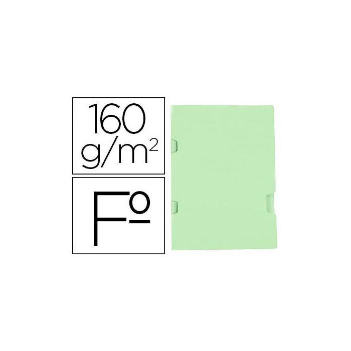 Subcarpeta Liderpapel Folio Verde Tres Uñeros Plastificada 160 gr-M2 25 unidades