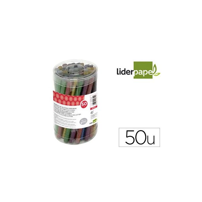 Barra Termofusible Purpurina Liderpapel 7 mm Diametro X 100 mm De Alto Bote 50 Unidades Colores Surtidos