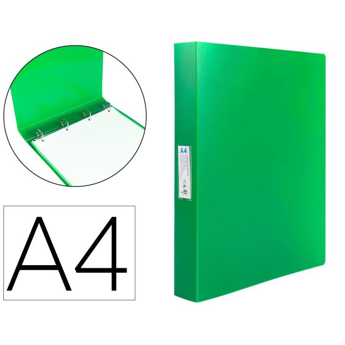 Carpeta Liderpapel 4 Anillas 25 mm Mixtas Polipropileno Din A4 Verde Manzana Opaco