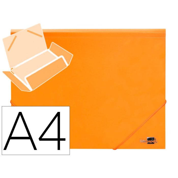 Carpeta Liderpapel Gomas Solapas Polipropileno Din A4 Naranja Fluor Opaco