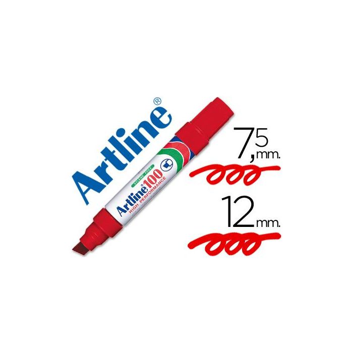 Rotulador Artline Marcador Permanente 100 Rojo Punta Biselada 6 unidades