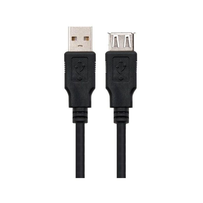 Cable Alargador USB 2.0 Nanocable 10.01.0202-BK/ USB Macho - USB Hembra/ 1m/ Negro