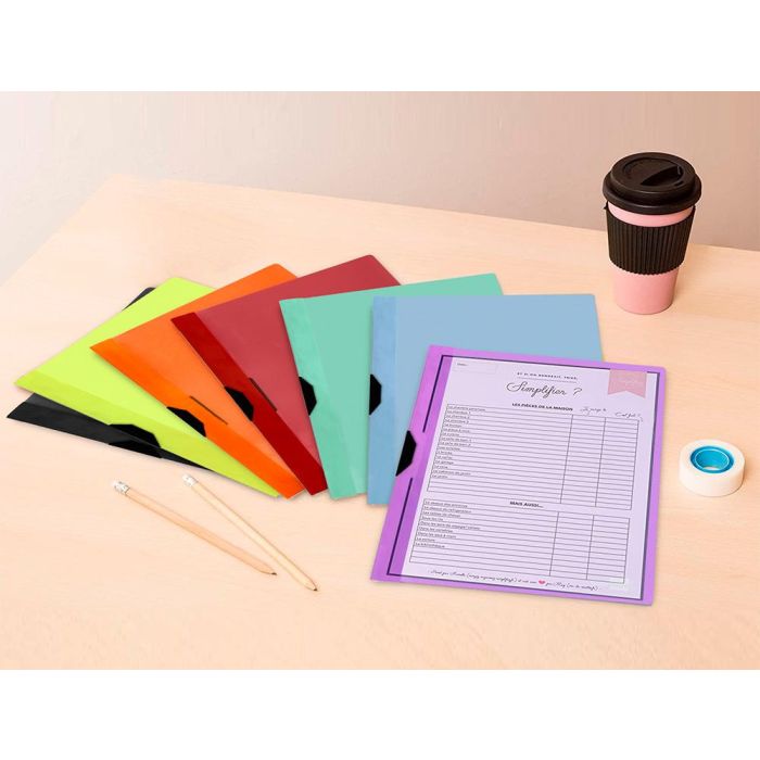 Carpeta Liderpapel Dossier Pinza Lateral Polipropileno Din A4 Amarillo Fluor Opaco 30 Hojas Pinza Deslizante 1