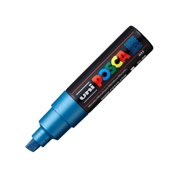 Posca Marcador pc-8k no permanente punta biselada 8.0mm azul metálico Posca Marcador pc-8k no permanente punta biselada 8.0mm azul metálico