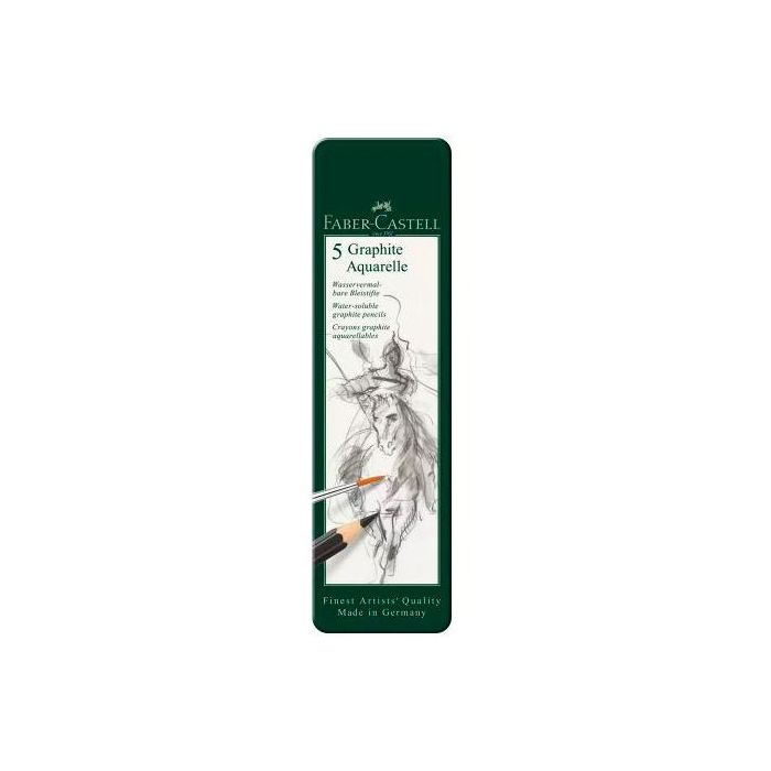 Faber castell lápices de grafito acuarelables estuche metálico de 5 surtidos