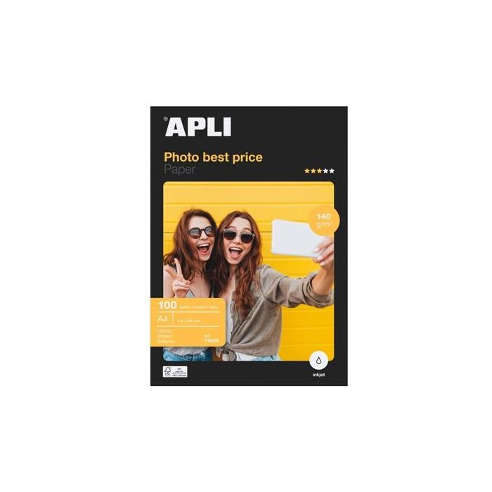 Apli paquete 100h papel fotográfico bestprice a4 140 gr blanco Apli paquete 100h papel fotográfico bestprice a4 140 gr blanco
