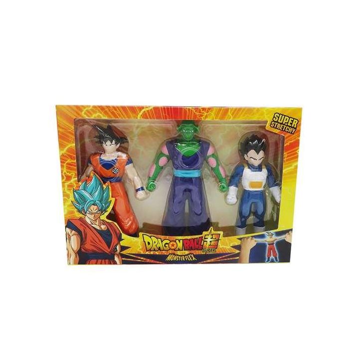 Figura estirable monsterflex dragon ball pack de 3.estruja, retuerce y estira tus personajes de dragon ball. 25x16x4 cm - modelos surtidos