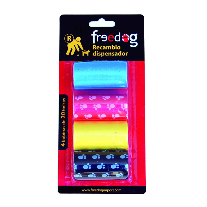 Freedog Recambio Dispensador Colores 4 Bobinas De 20 Bls.