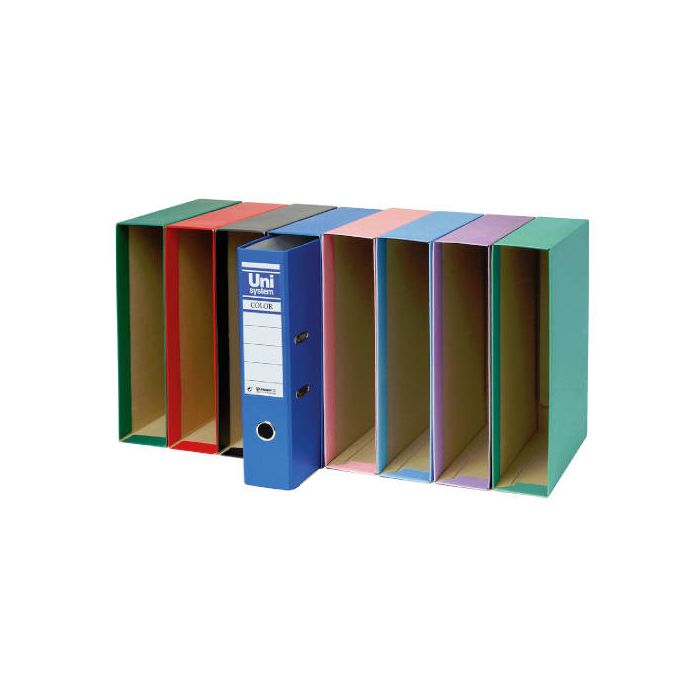 Unisystem Color cajetín para archivador palanca 65mm folio verde