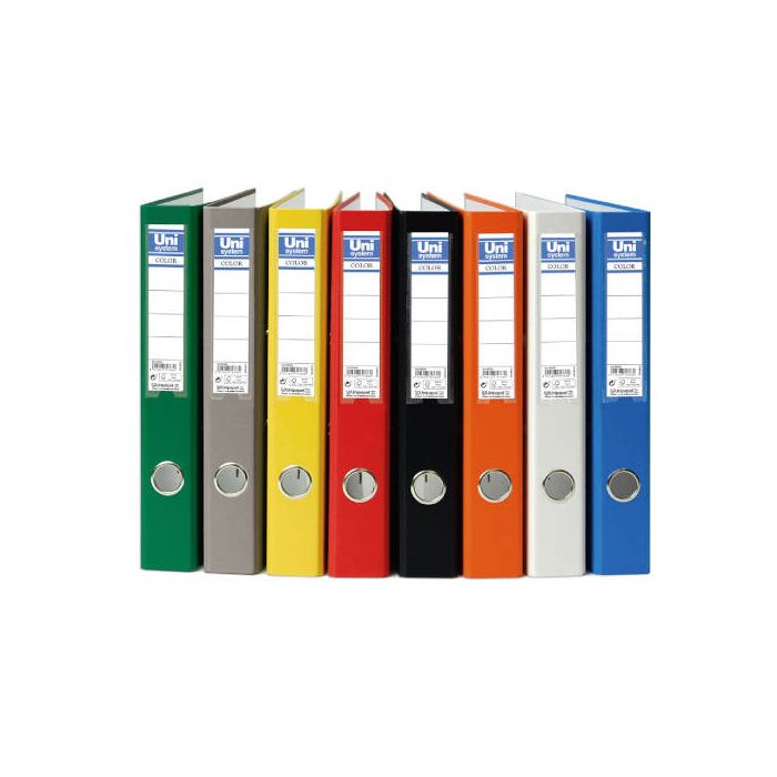 Unisystem Color archivador palanca 45mm cantonera larga folio cartón forrado pp naranja