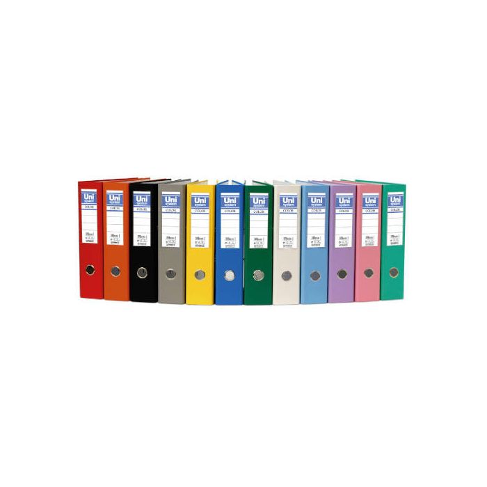 Unisystem Color archivador palanca 65mm cantonera larga folio cartón forrado pp negro