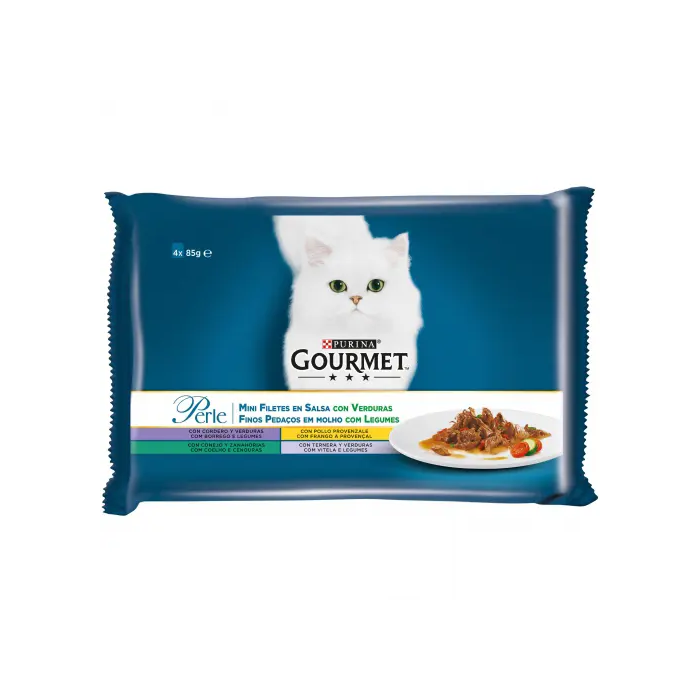 Purina Gourmet Perle Laminas Legumbres Cordero Caja 12x4X85 gr