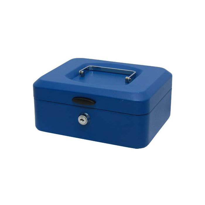 Caja Caudales con Bandeja y Cierre Tamaño Mediana 20X9,5X15 Cm. Azul Bismark 318735