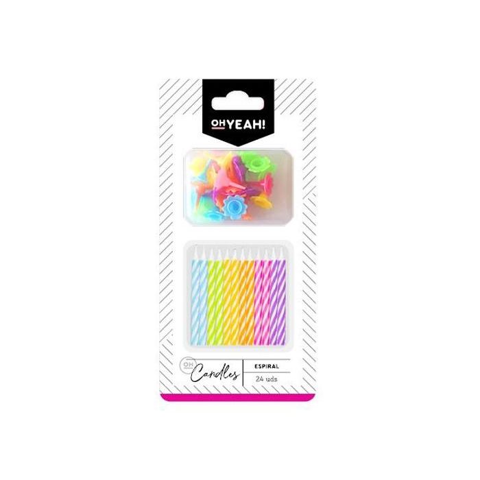 Oh Yeah Vela Espiral 6 cm Colores Surtidos -24U- Oh Yeah Vela Espiral 6 cm Colores Surtidos -24U-