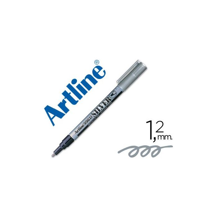 Rotulador Artline Marcador Permanente Tinta Metalica Ek-990 Plata Punta Redonda 1.2 mm 12 unidades