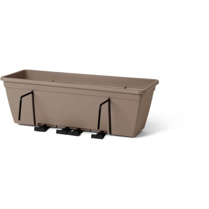 Kit macetero con gancho metálico, reserva de agua y espaciador de drenaje - GARDEN ID Smart - Taupe 50 cm 2