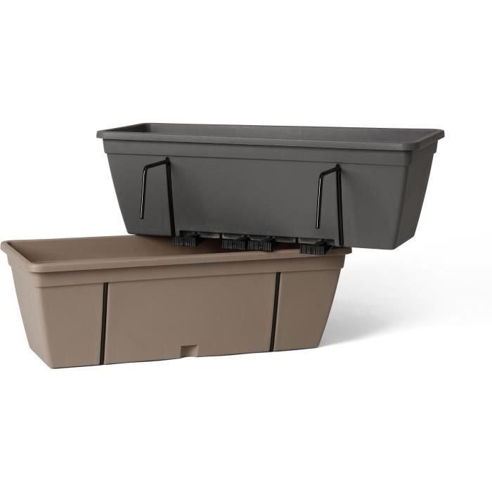 Kit macetero con gancho metálico, reserva de agua y espaciador de drenaje - GARDEN ID Smart - Taupe 50 cm 3