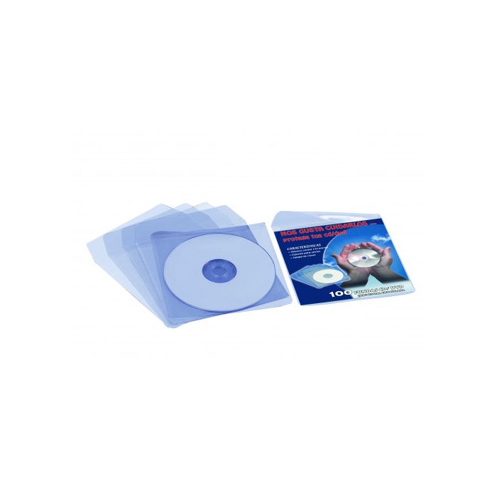 CAJA 100 FUNDAS PVC CRISTAL CD/DVD 125x125MM + SOLAPA IBERPLAS 479D100