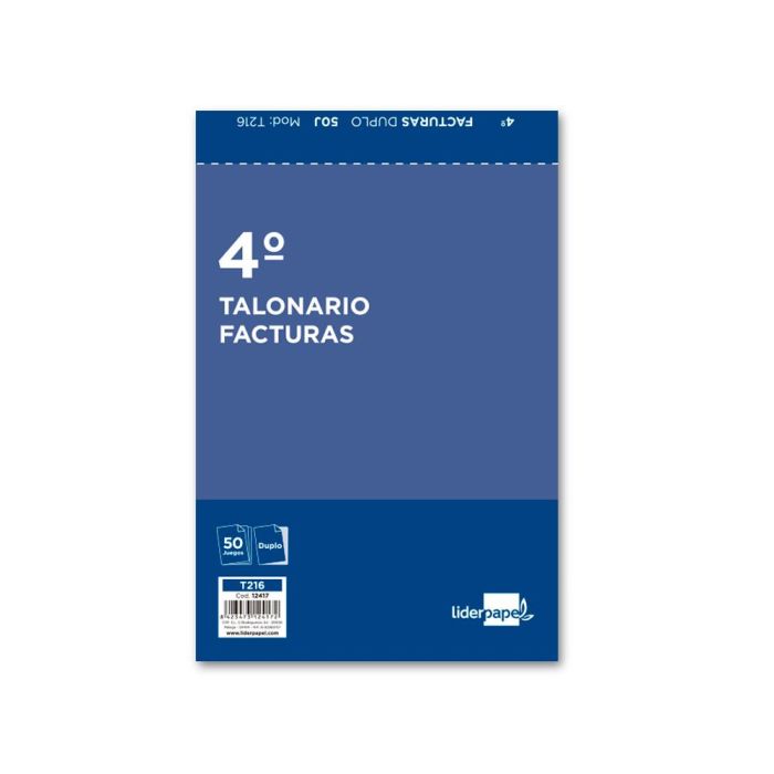 Talonario Liderpapel Facturas Cuarto Original Y Copia 216 Con I.V.A. 5 unidades 2