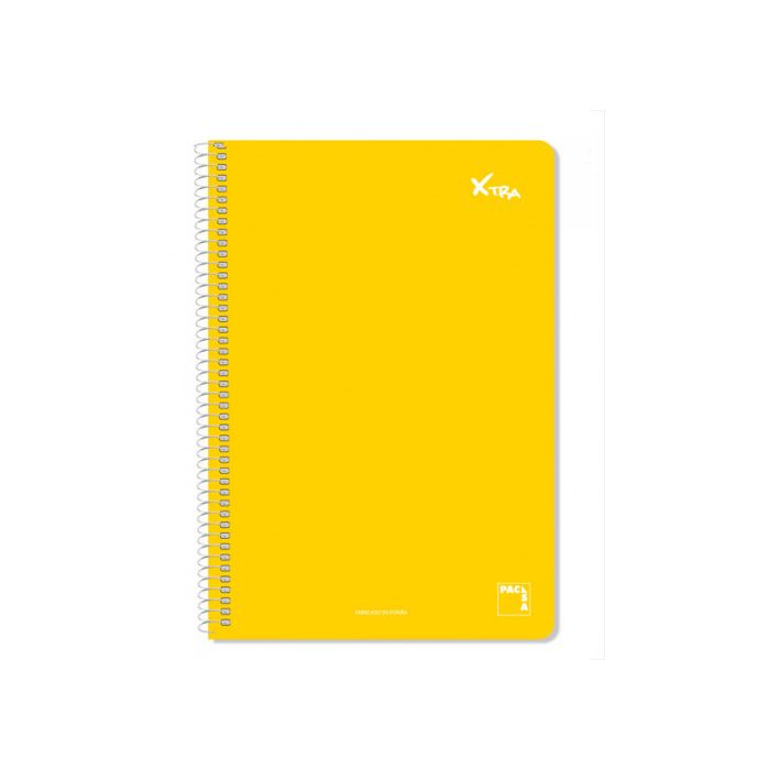 Cuaderno Serie Xtra 60Gr.Tapa Contracolada Folio (215X310Mm.) 80 Hojas Cuadrícula 4X4 Color Amarillo Pacsa 16050 5 unidades