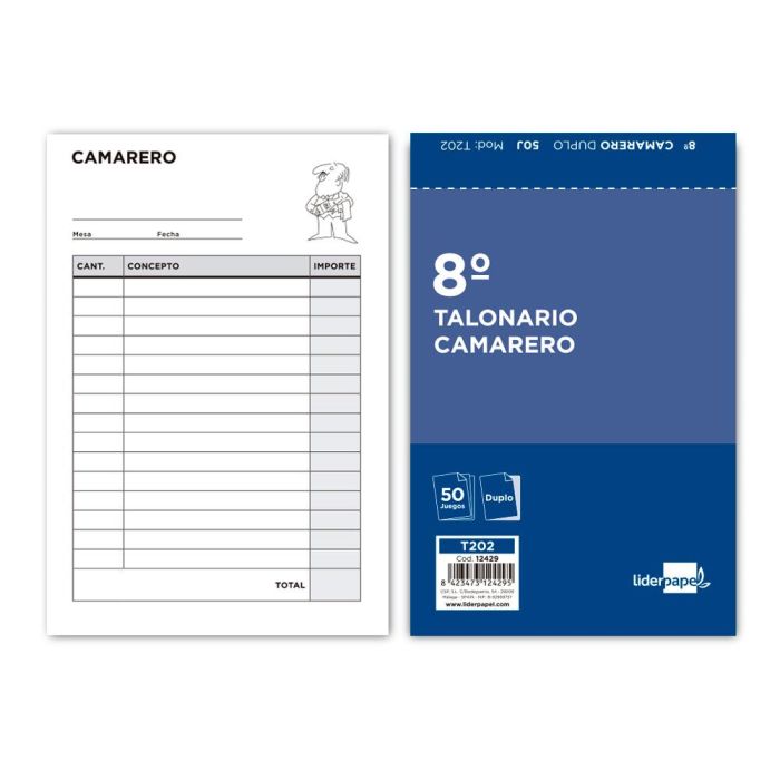 Talonario Liderpapel Camarero 8º Original Y Copia 202 5 unidades
