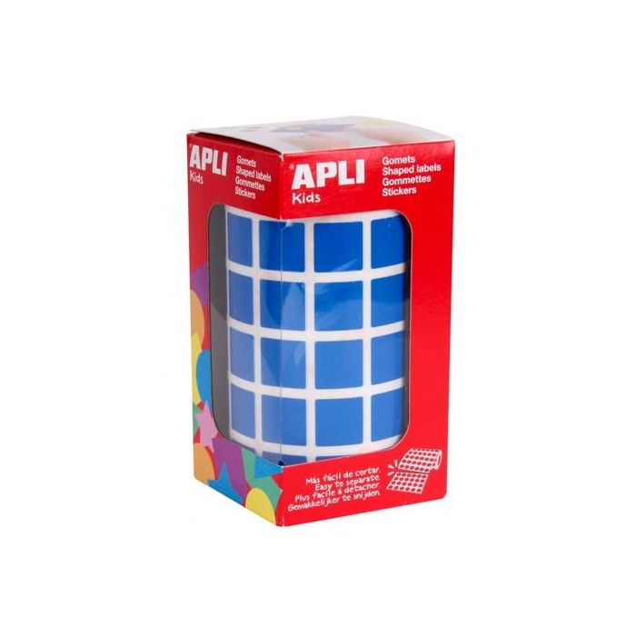 Apli gomets cuadrados 15mm rollo azul -rollo 2832 unidades-