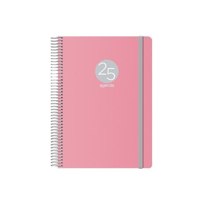 Dohe Agenda Anual Memphis Espiral 15x21 cm D-P Cierre C-Goma Pp Rosa 2025